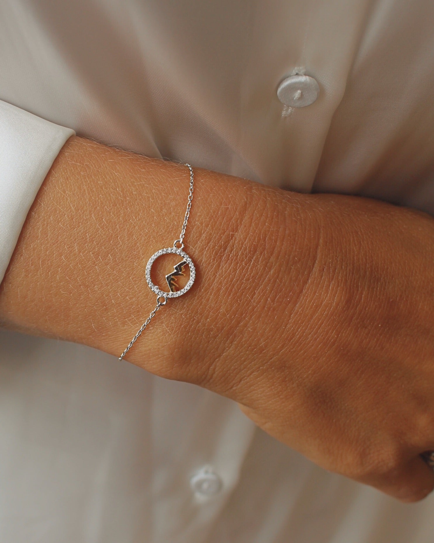 Berg Armband - Glanzvoller Rand silber